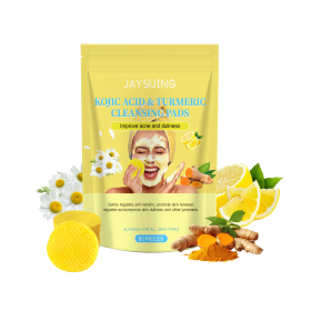 Jaysuing Kojic Acid Turmeric Exfoliating Cleansing Pad Gently Cleanses The Skin And Exfoliates The Skin, Gently Purifying And Soothing The Skin